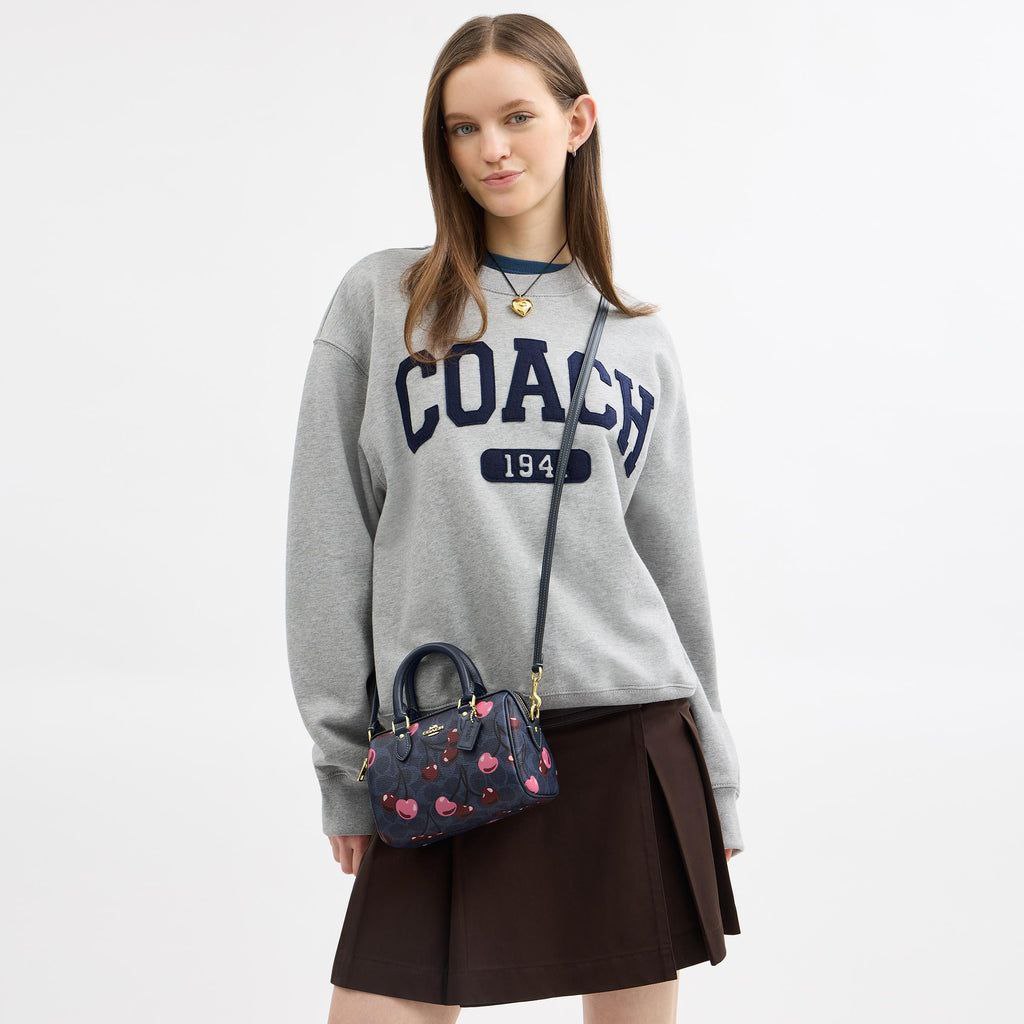 Mini Rowan Crossbody Bag In Signature Canvas With Cherry Print