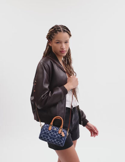 Mini Rowan Crossbody Bag In Signature Denim