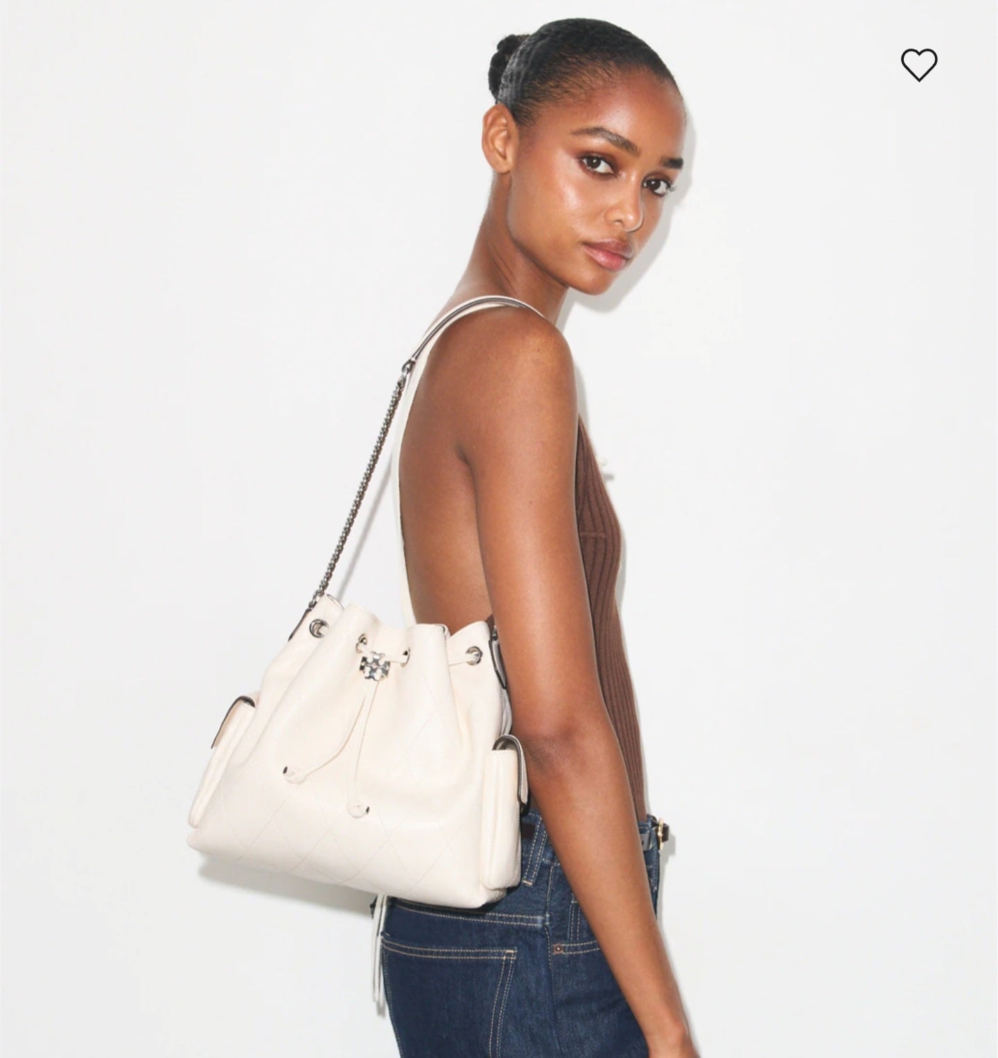 Charlie Quilted Drawstring Shoulder Bag small