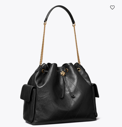 Large Charlie Quilted Drawstring Shoulder Bag