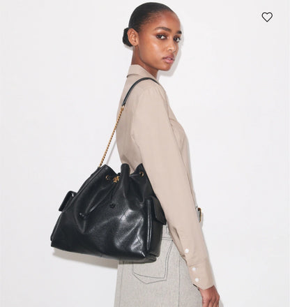 Large Charlie Quilted Drawstring Shoulder Bag