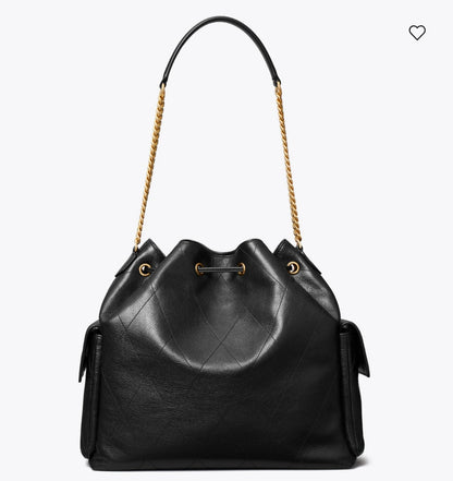 Large Charlie Quilted Drawstring Shoulder Bag